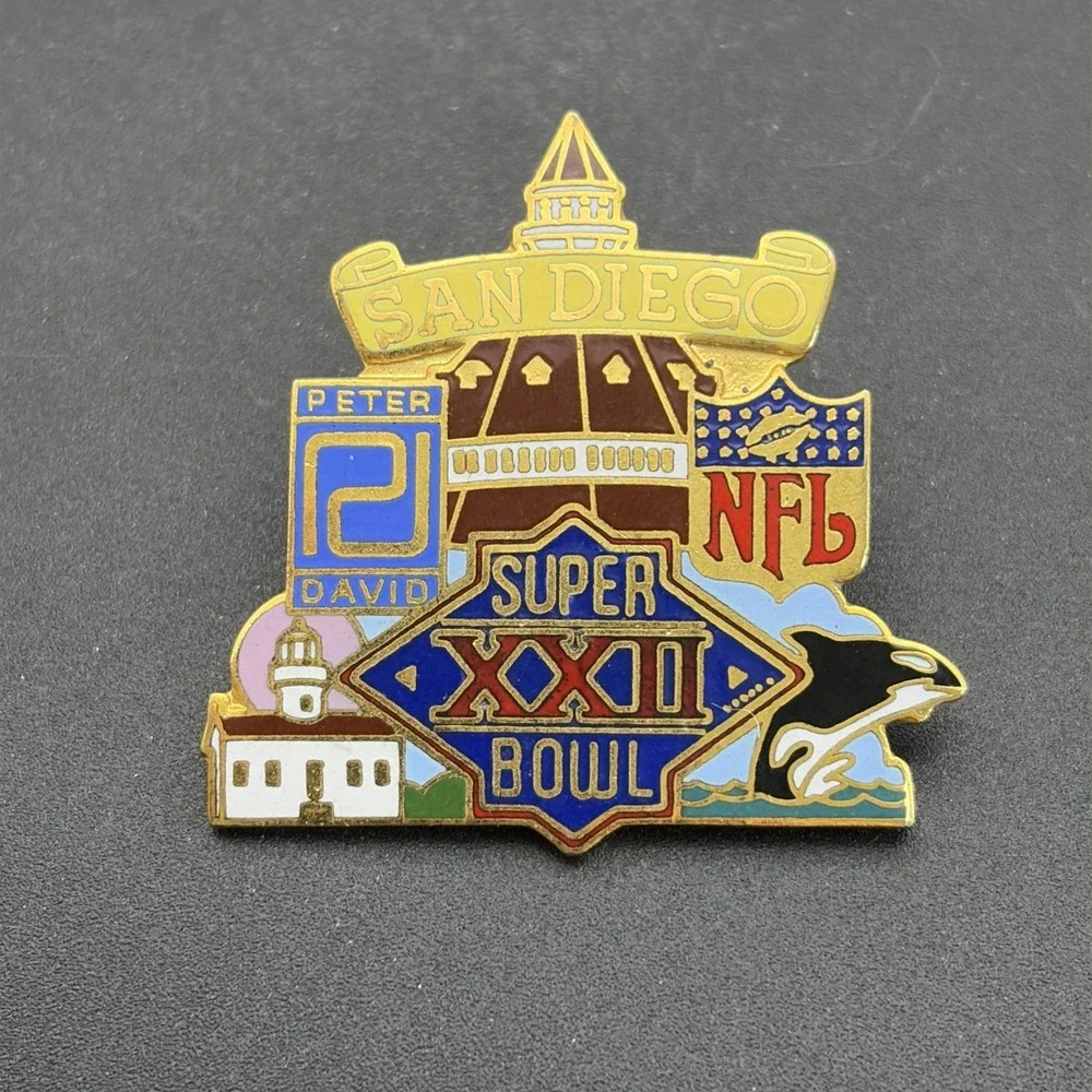 San Diego Super Bowl XXII‎ Denver Broncos Washington Redskins NFL Lapel Hat Pin